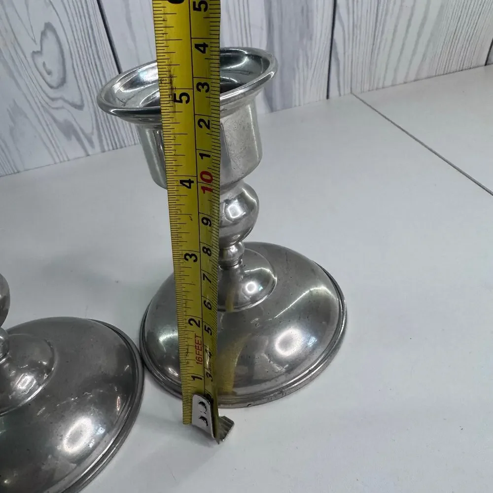 Vintage Hanle ATC Pewter Candle Stick Holders American Weighted ATC Set of 2